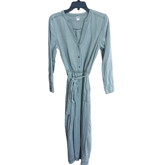 Old Navy Tie Waist Tencil Jumpsuit sage small - Picture 3 of 7